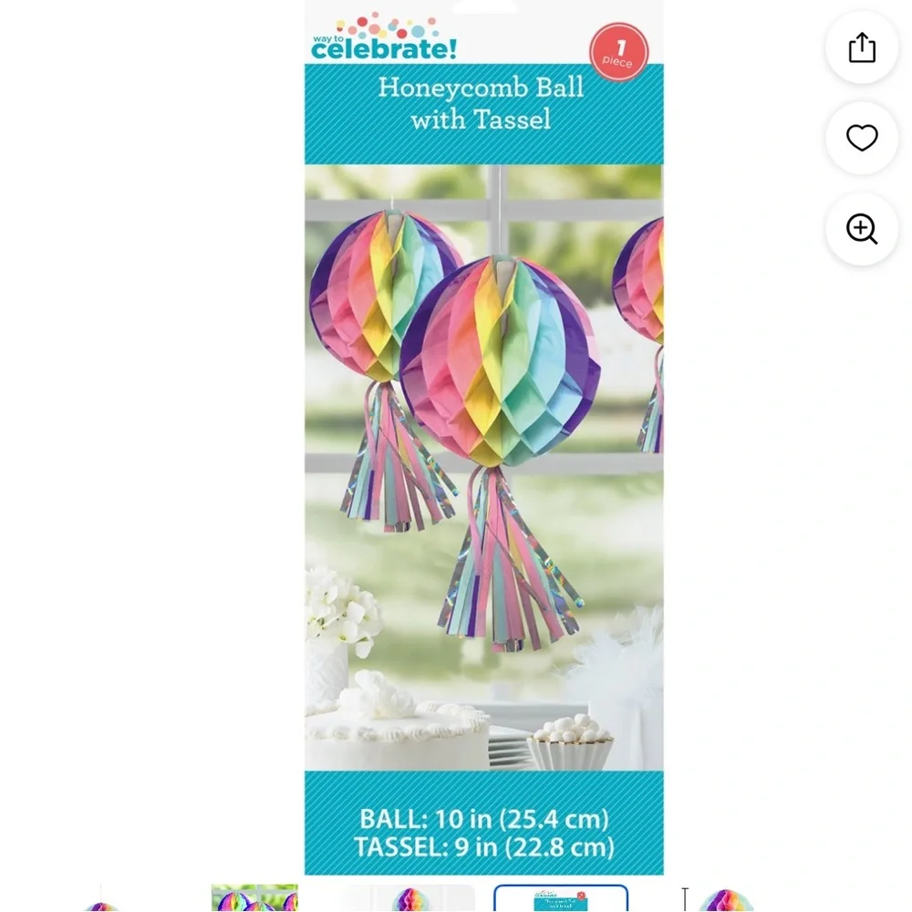 Celebrate Honeycomb Ball with Tassel-pack of 12